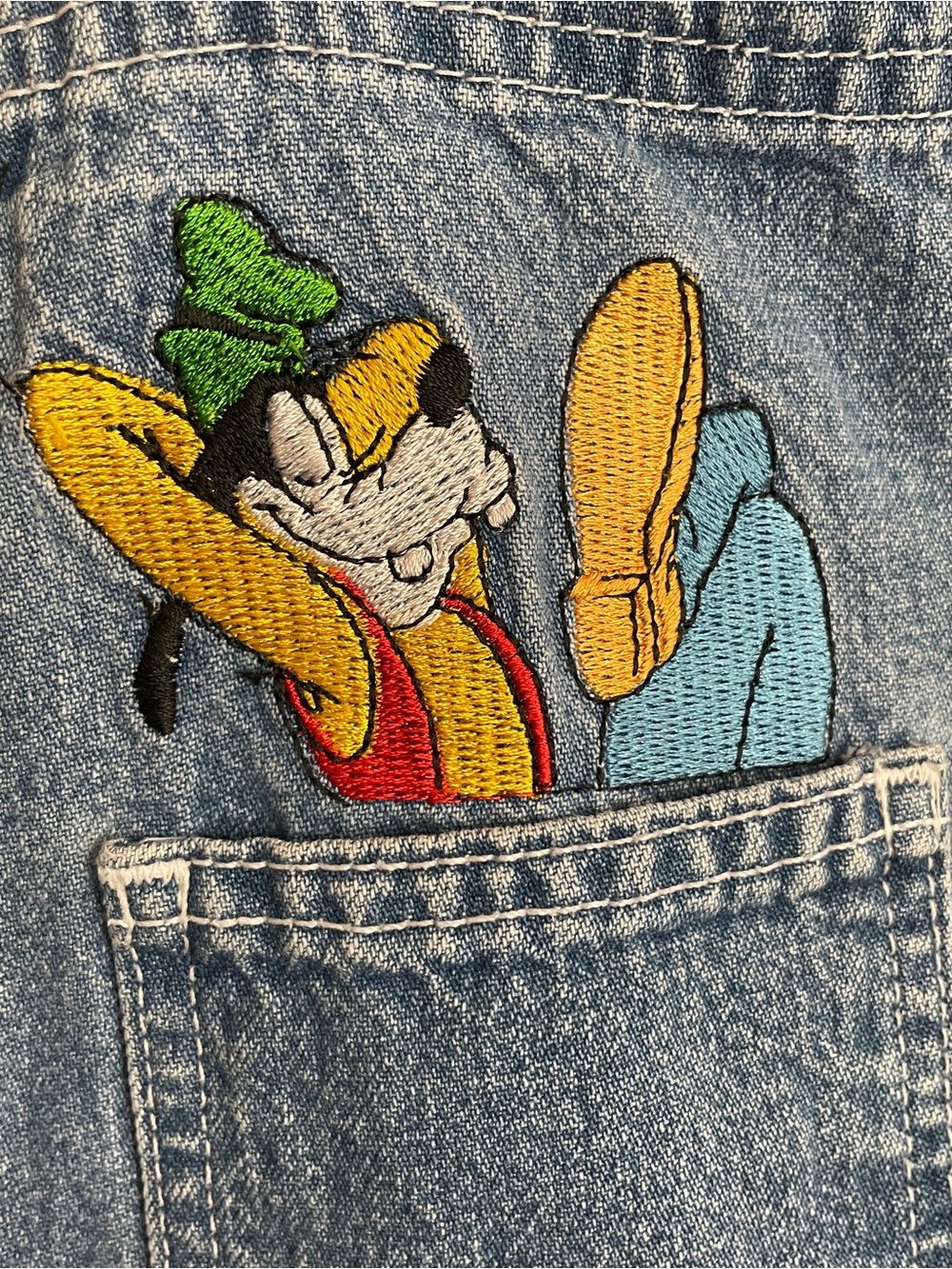 Disney Blue Denim Short Overalls with Mickey & Friends Embroidery - Picture 3 of 14